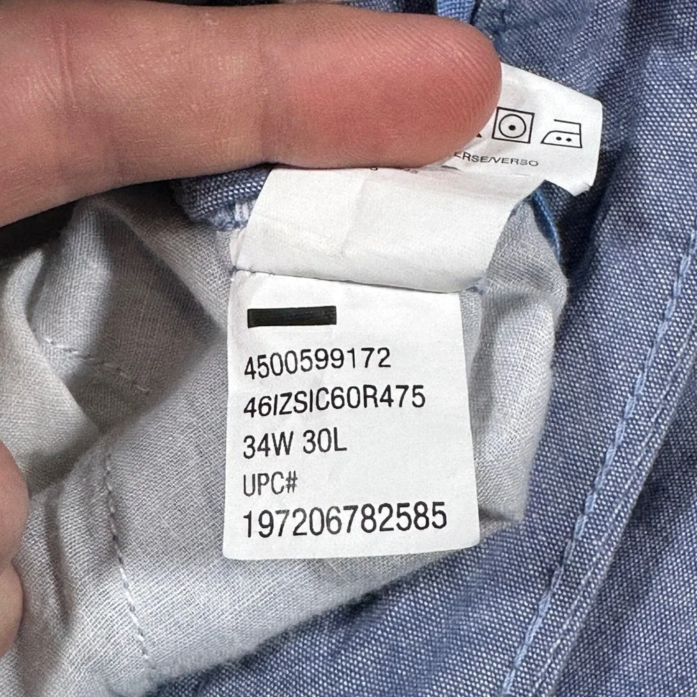 IZOD Mens Lightweight Chambray Pants Stretch Straight Leg Blue 34x30